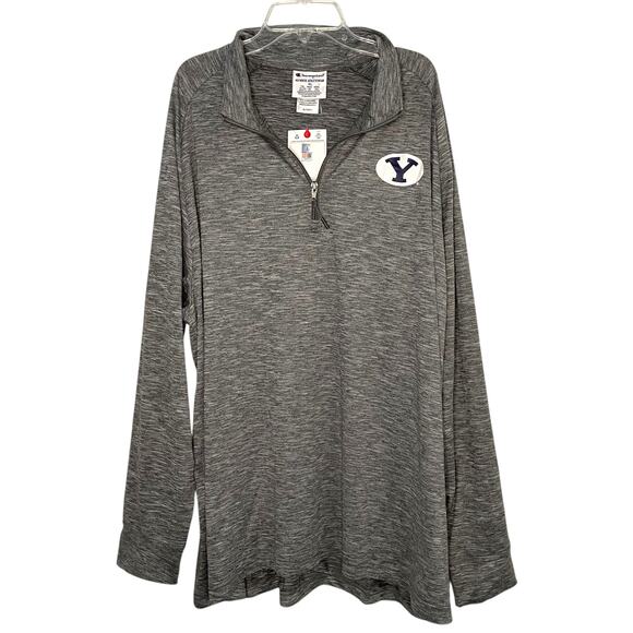 BYU Cougars Men's Champion Long Sleeve XL New Gray Quarter Zip Pullover Athletic - Picture 1 of 8